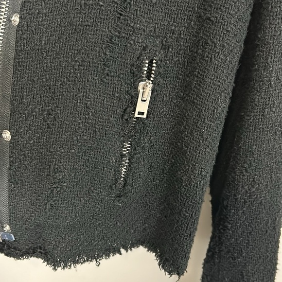 IRO Paris Agnette Black Boucle Jacket Button Down collarless Sz 40 US 8 - Picture 8 of 14